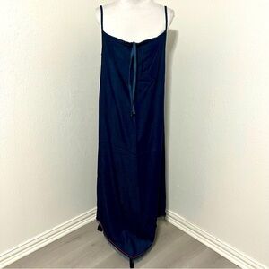 Vintage Democracy Women’s Large Denim Maxi Dress Sleeveless Beaded Hem USA